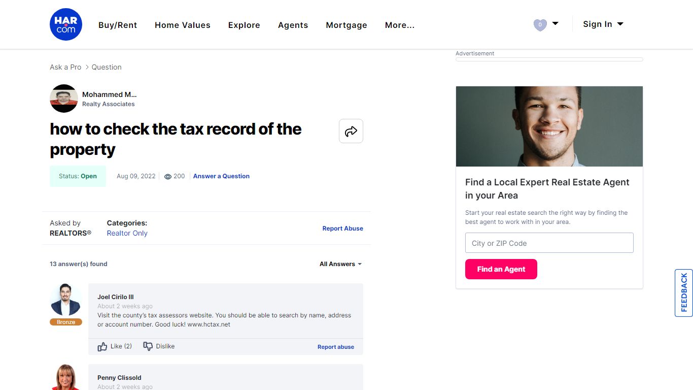 how to check the tax record of the property - HAR.com