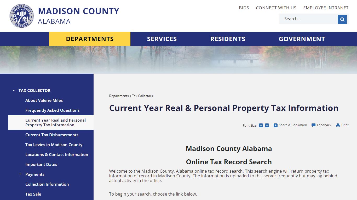 Current Year Real & Personal Property Tax Information - Madison County, AL